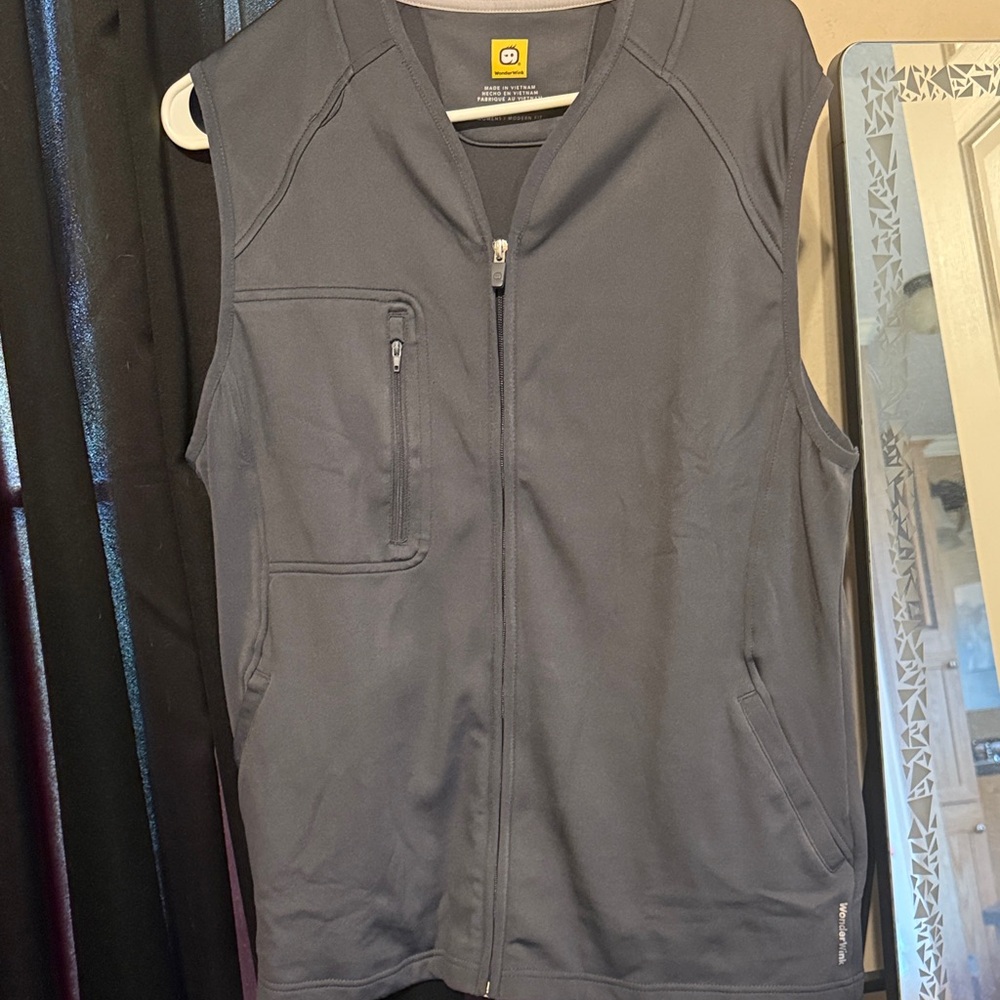 WonderWink Gray Zip-Up Vest